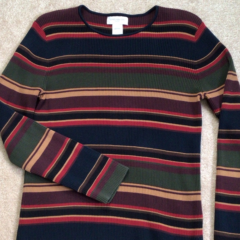 Jones New York Crewneck Sweater - Multicolor Stripes